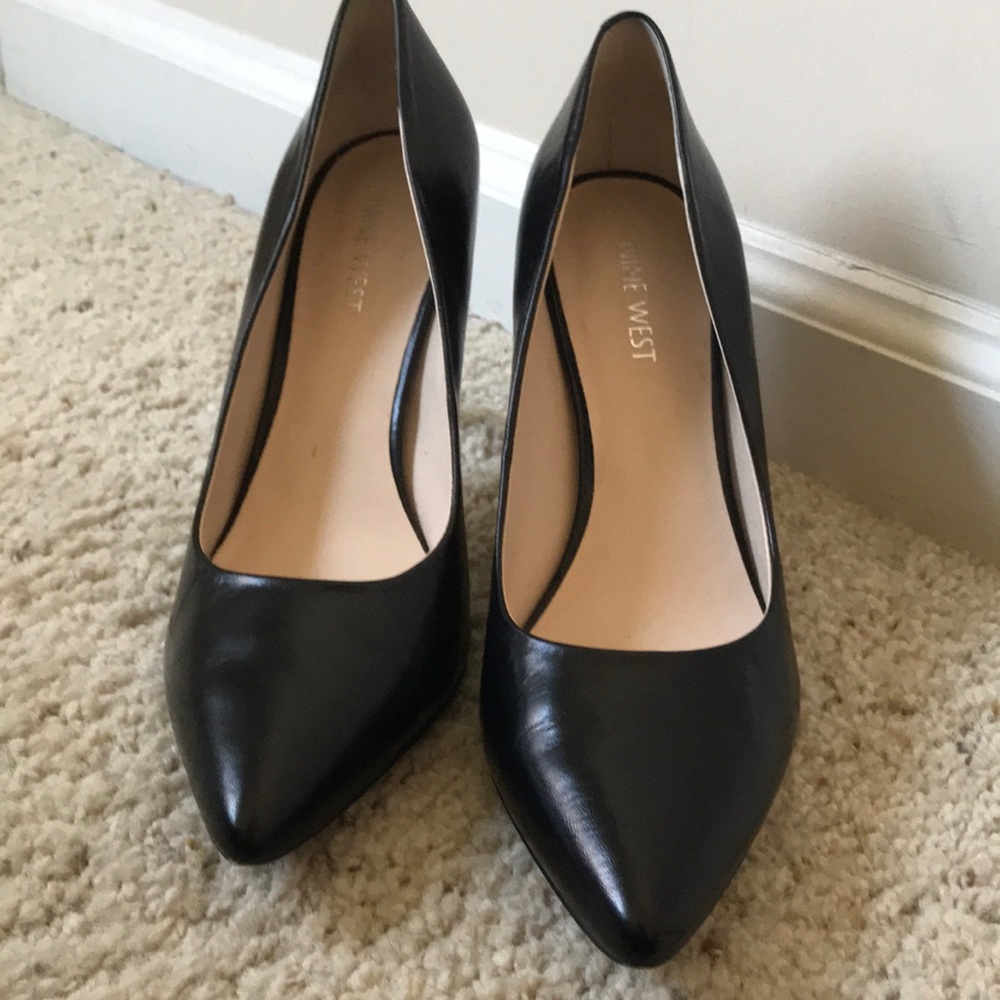 Nine West Black Flax Leather Heels